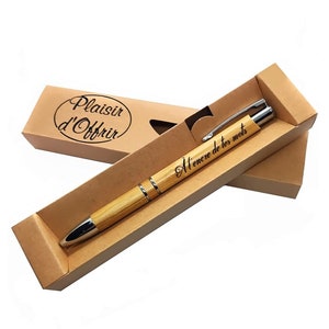 Stylo en Bambou Personnalisé + Coffret cadeau Personnalisé/Offrez un Cadeau Utile et Unique/gravure laser.