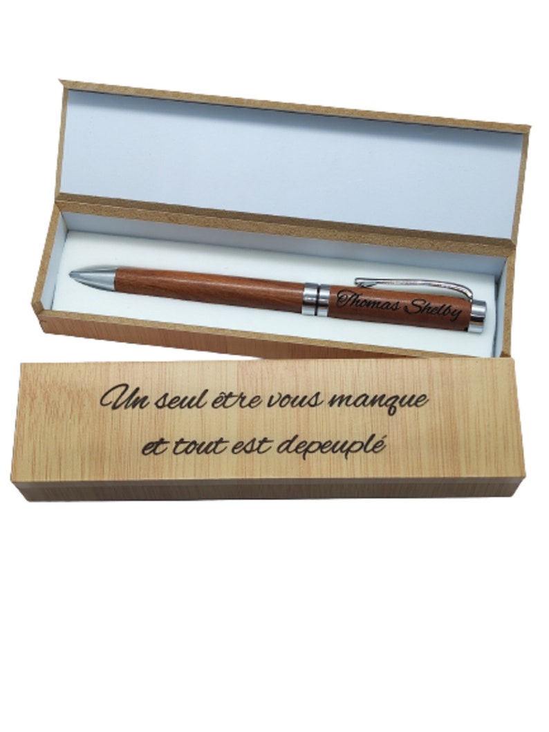 Stylo en bois luxe personnalisé coffret cadeau en bois gravé/cadeau personnalisable unique image 1