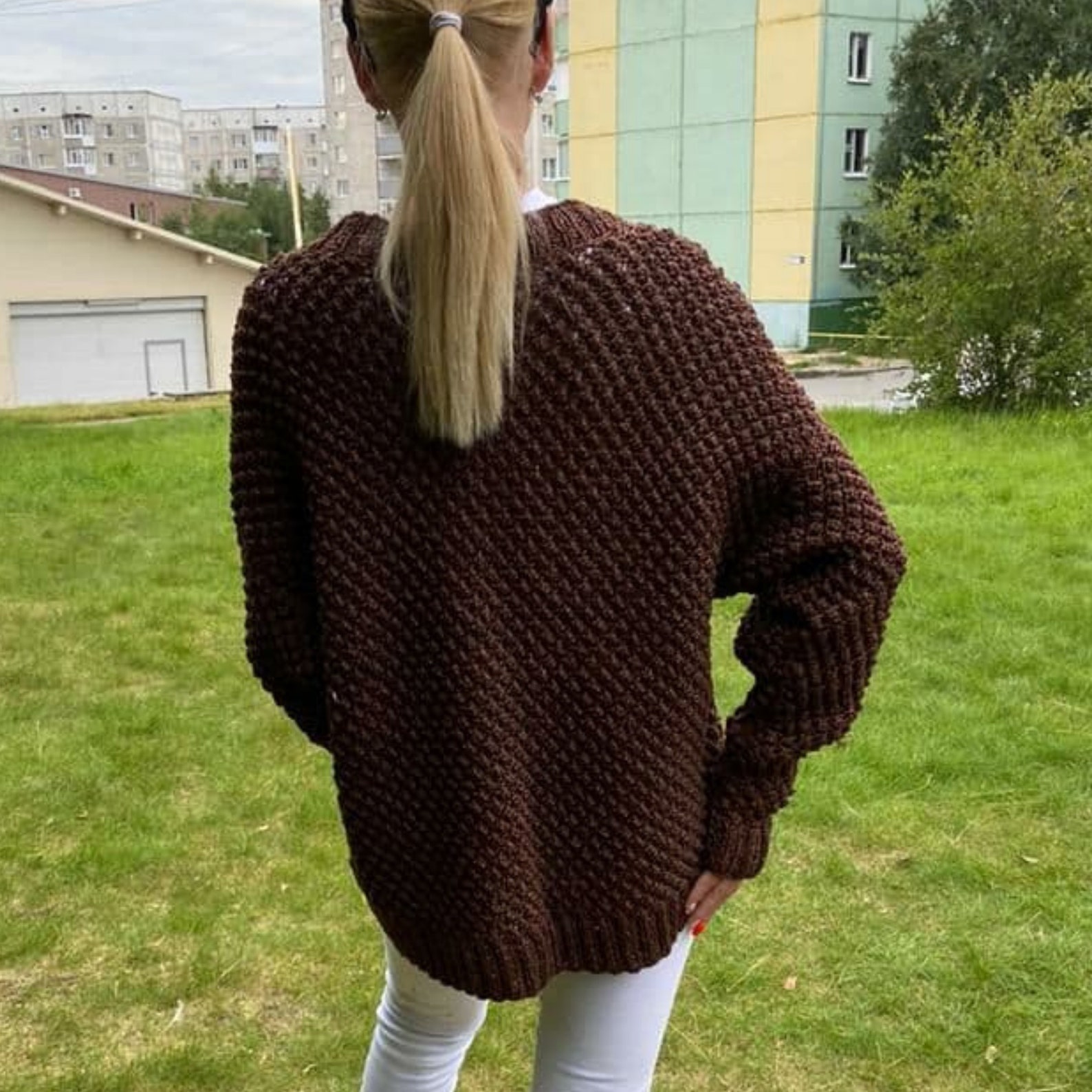 Loose Oversize Unisex Sweater Merino Hand Knit Boho Warm Etsy