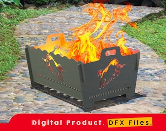 Rectangle Fire Pit, Digital product, files DXF, SVG for CNC, Plasma, Laser, Waterjet. FirePit, Metal Art, Metal, Garden Fireplace