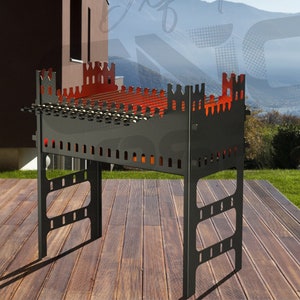 CASTLE DXF files for plasma, laser, water cutting or for CNC machines, Mangal bbq Barbecue portable for camping,camping stove