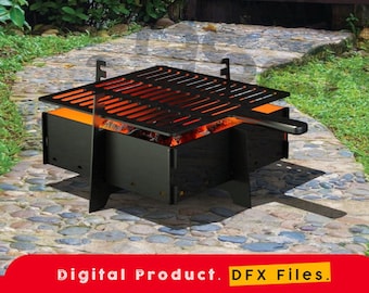 Barbecue, Fire Pit, Plasma Files, Grid Fire Pit, Foldable, CNC File, Plasma, Laser, Waterjet, Dxf, dwg, step, x_t, svg