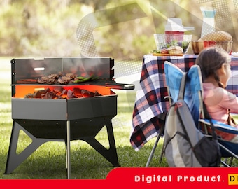 Mangal bbq Barbecue portable for camping,camping stove,DXF files for plasma, laser