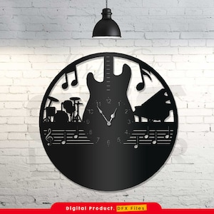 Gitaarklok Wall Decor SVG, Gitaarklok DXF, Plasma, Laser, Waterjet, SVG, DXF, PNG, EPS