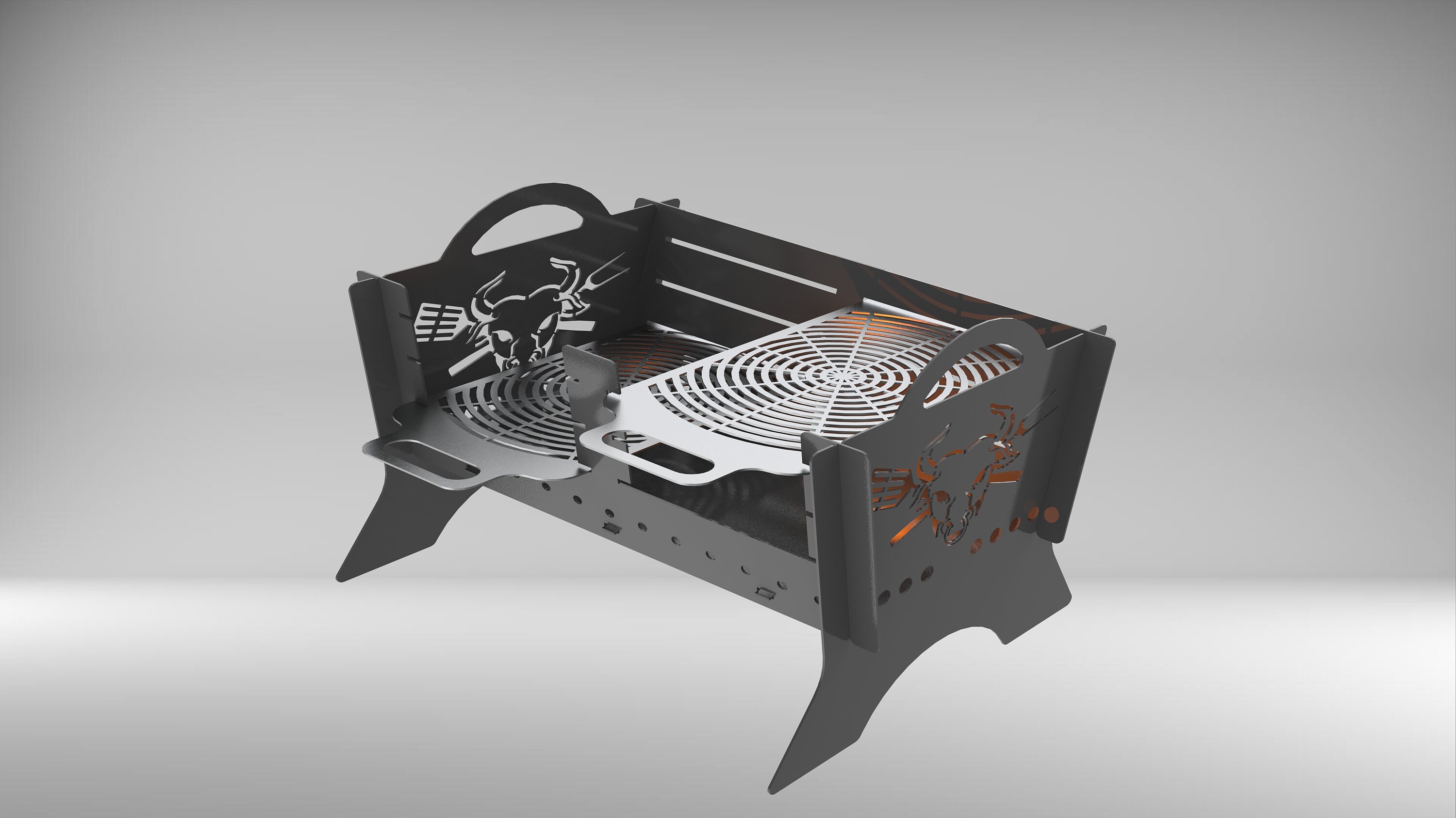Collapsible double grill 675mm x 555 mm   Svg/Dxf  Download - Laser CNC Plasma Waterjet - Bbq Svg - Firebox dxf file
