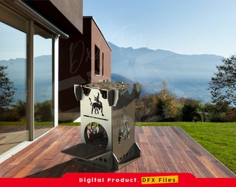 Grate Fire Box DXF files for Digital product, Plasma, Laser. Fire Pit, Outdoor Metal Stove