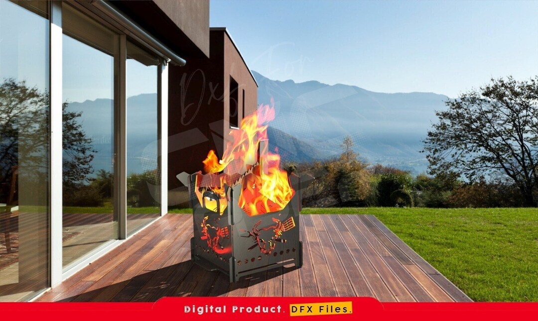 Flat Pack Fire Pit Box DXF Files for Plasma, Laser Cutting, CNC