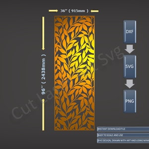 Metalen paneel met bladpatroon | Laserbestanden Paneel Dxf Cnc snijden, plasmasnijden