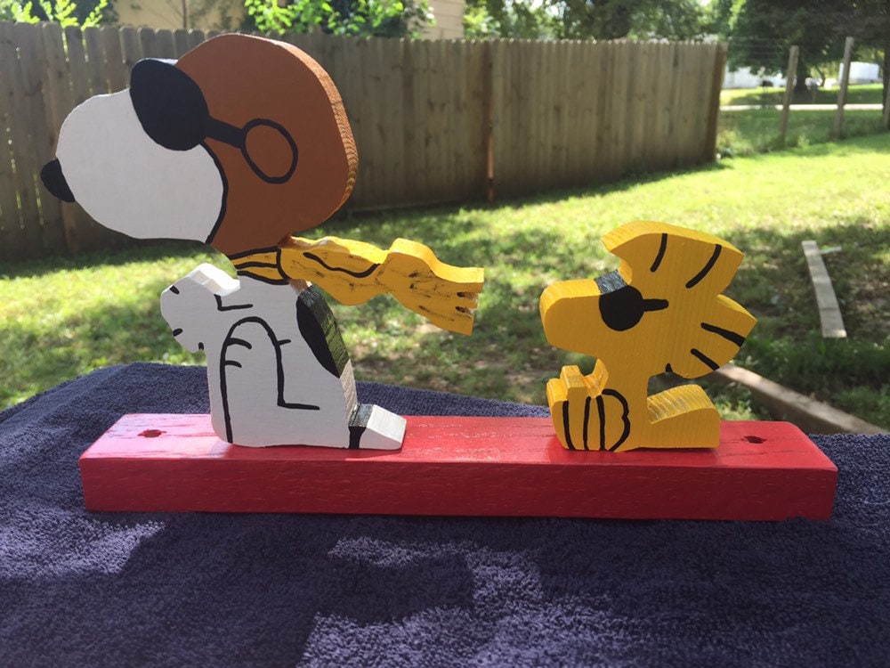 Snoopy Flying Ace Mailbox Fence Line Topper Woodstock Red Baron Top Large Outdoor Decoration Charlie Brown Handmade