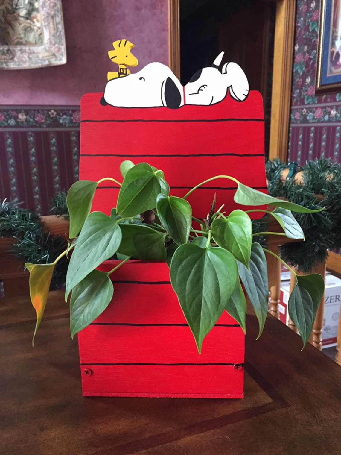 Peanuts Snoopy Woodstock Dog House Flower Planter Plant Pot Etsy