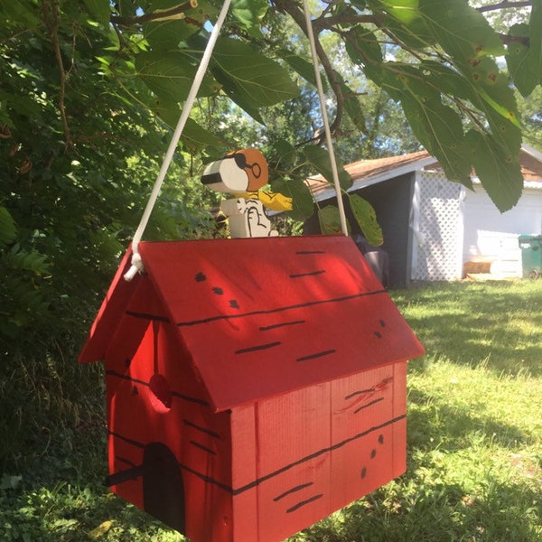 Snoopy Flying Ace Red Baron Dog House Birdhouse Handmade Bird Charlie Brown