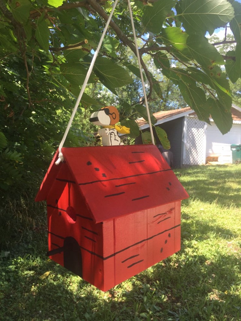 Peanuts Snoopy Flying Ace Red Baron Dog House Birdhouse Handmade Bird Charlie Brown Sculpture Art Collectibles Mediacraft Ae