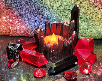 Black Glitter Resin Crystal LED Candle
