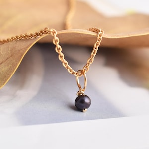 Black Pearl Charm in Silver, Vermeil Plated, 14 Karat Gold Pearl Charm, Yellow Gold Plated Pearl Pendant, Black Pearl, Fresh Water Pearl