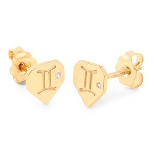 Zodiac Bezel Set Earring in Silver with Gold Plating Round 1.00mm ll Minimalist Dainty ll Earrings Design