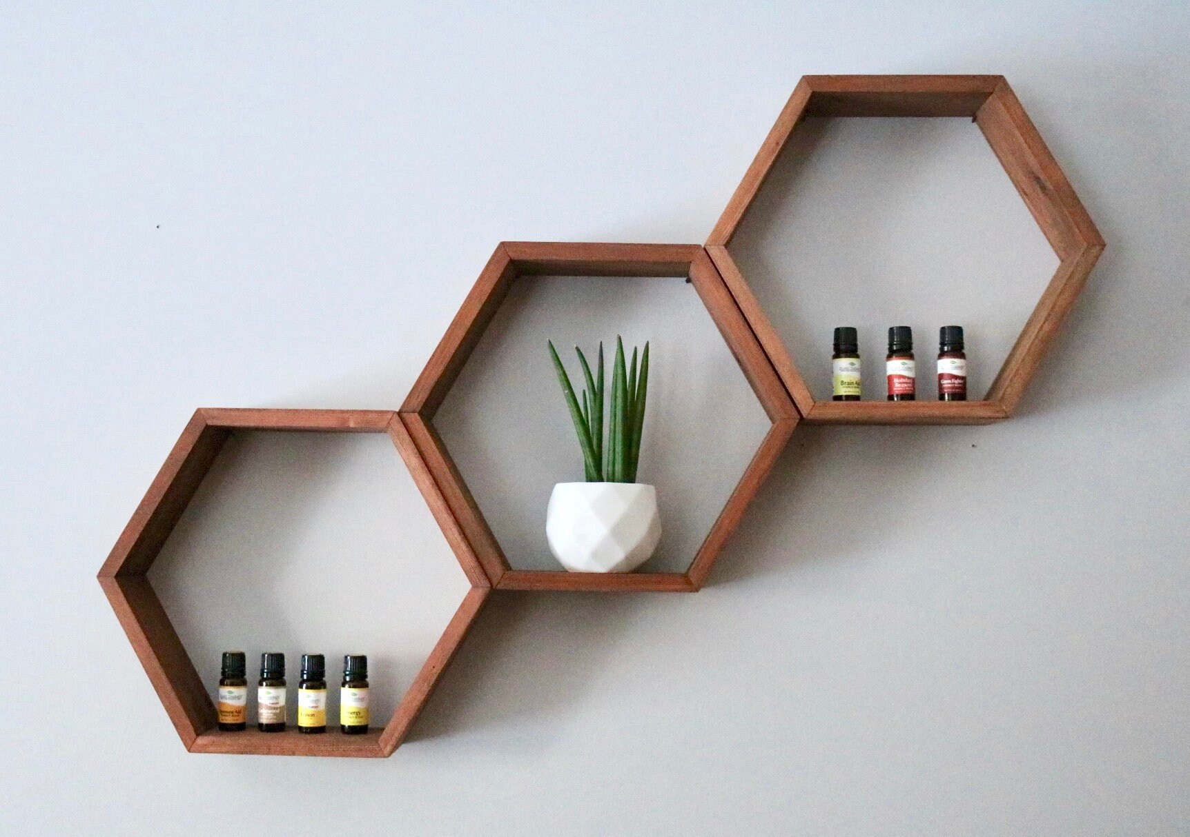 Set of 5 Wooden Hexagons Wall Décor 13.5 L x Etsy