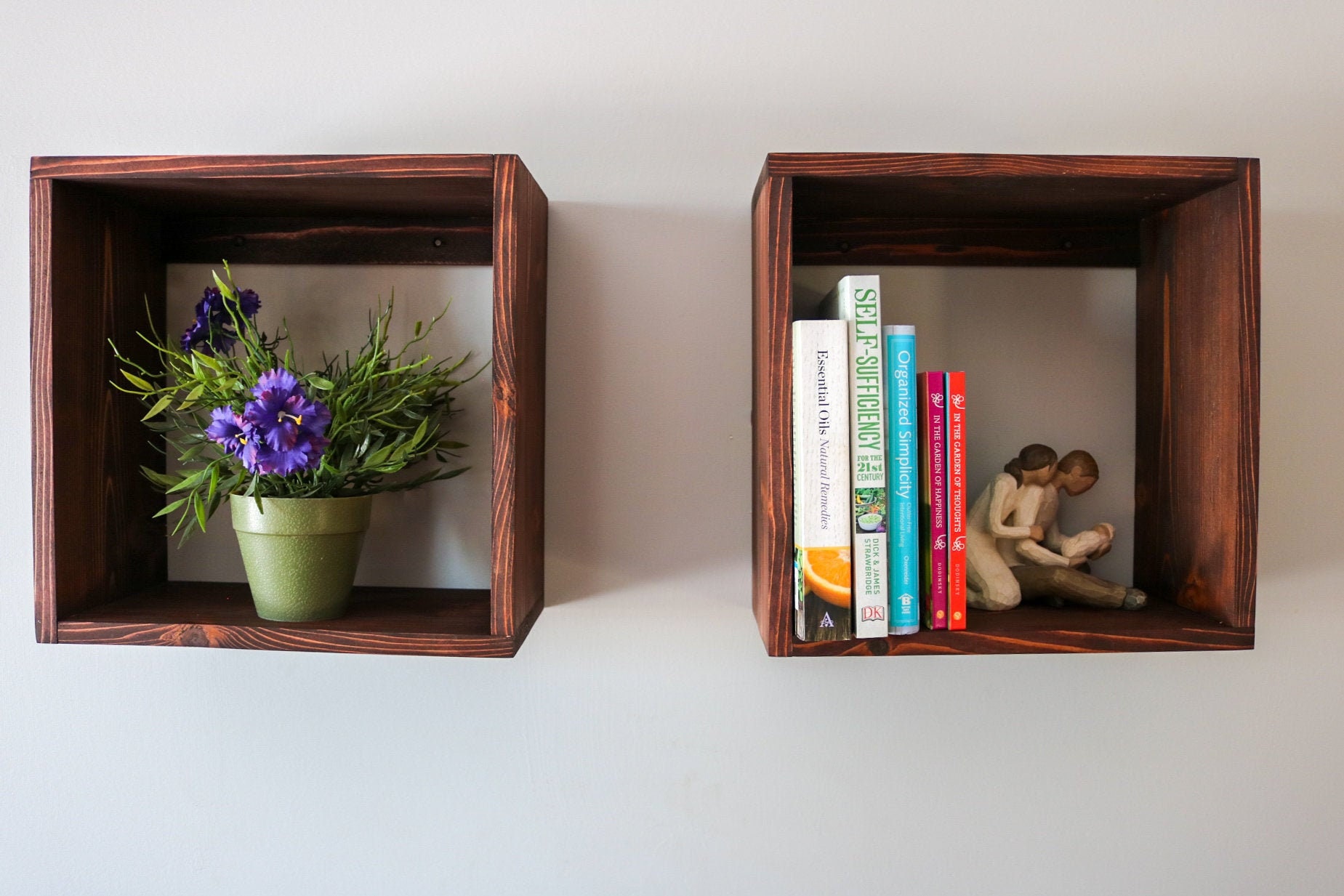 SET OF 6 Cedarwood Floating Bookcases 13 x 13 Etsy