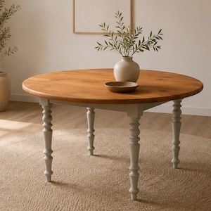 Table de ferme ronde à volets en bois massif – Ø 130 cm