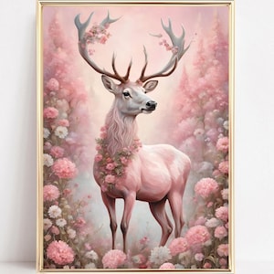 Christmas Wall Art Print Reindeer Printable Christmas Wall Decor Christmas Reindeer Poster Christmas Printables Vintage Xmas Digital Art