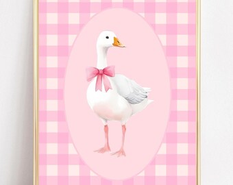 Vintage Goose Art Print Silly Goose Wall Art Cottagecore Goose Painting Vintage Nursery Decor Grandmillenial Wall Printable Art Girls Room