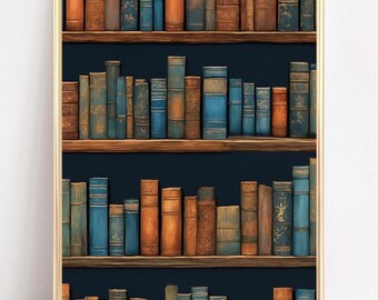 Book Lover Art Printable Bookshelf Art Print Bookworm Poster Bookstore Picture Coquette Decor Library Prints Trendy Apartment Aesthetic