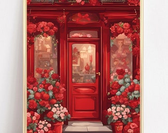 Niedliche Valentinstag Kunstdruck Valentinstag Wand Kunst Retro Valentines Shop Gemälde Romantische Valentinstag Printables Rot Rosa Preppy Dekor