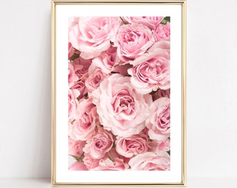 Rose Wall Art, Pink Rose Print, Peonies Print, PRINTABLE, Blush Pink Wall Art, Flower Print, Botanical Print, Minimalist, Living Room Print