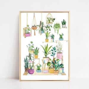 House Plants Wall Art, Indoor Plants Print, Plants Wall Art, Boho House plants, Botanical Poster Print, DIGITAL DOWNLOAD, Houseplants Art