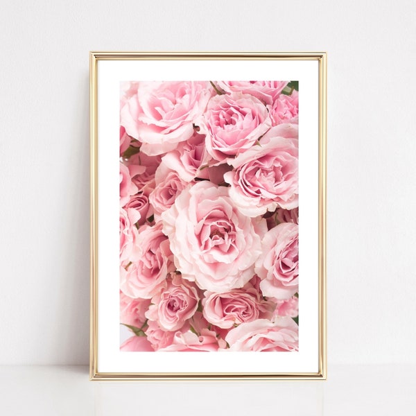 Rose Wall Art, Pink Rose Print, Peonies Print, PRINTABLE, Blush Pink Wall Art, Flower Print, Botanical Print, Minimalist, Living Room Print