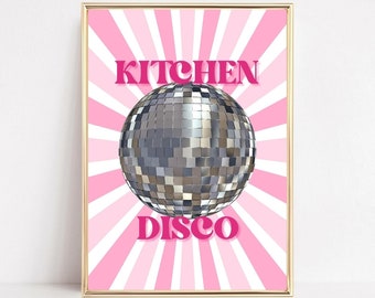 Kitchen Art Print, Disco Ball Wall Art, Retro Disco Print, Kitchen Disco Poster, Retro Disco Print, PRINTABLE ART, Electic Kitchen Prints