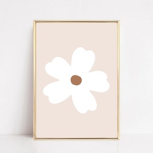 Daisy Art Print, Daisies Wall Art, Flower Poster, Retro Flower Print, Neutral Nursery Decor, Floral Print, Wildflowers Art, Flowers Decor image 1