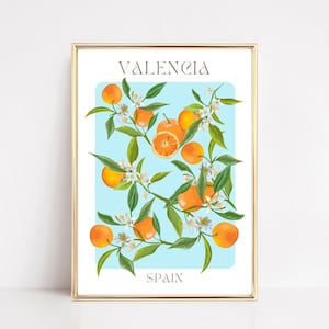 Valencia Poster Print, Valencia Fruit Market Prints, Spain Travel Wall Art, Flower Market, PRINTABLE ART, Kitchen Posters, Unframed Gift