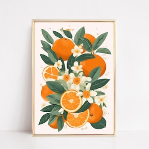Oranges Wall Art Print Oranges Printable Art Citrus Fruit Poster Orange Fruit Market Botanical Print Vintage Kitchen Art Food Poster Decor
