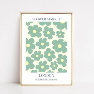 Flower Market Art Prints, Portobello Road London Print, Flower Market London, PRINTABLE, Flower Market Wall Art, City Print, Gallery Wall image 1