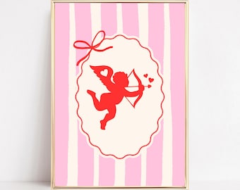 Coquette Valentines Day Wall Art Valentines Cupid Art Print Vintage Valentines Poster Preppy Pink Love Print Retro Romantic Printable Art