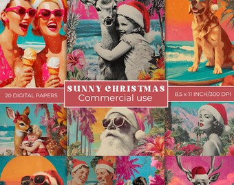 Retro Christmas Digital Paper Vintage Holiday Junk Journal Pages Quirky Retro Christmas Backgrounds 1950s Christmas Journal Scrapbook Papers