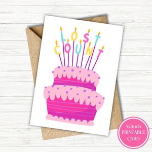 Druckbare Lustige Geburtstagskarte Lost Count Alles Gute zum Geburtstag Karte Digitaler Download 5 x 7 Geburtstag druckbare Karte Kuchen Kerzen Sofort Download