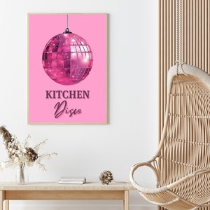 Kitchen Disco Wall Art Print Kitchen Poster Disco Ball Print Glitterball Art Colorful Kitchen Decor Retro Style Poster Aesthetic Preppy Art image 6