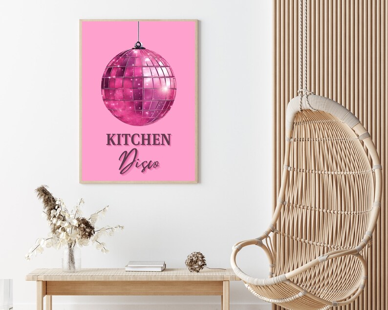 Kitchen Disco Wall Art Print Kitchen Poster Disco Ball Print Glitterball Art Colorful Kitchen Decor Retro Style Poster Aesthetic Preppy Art image 6