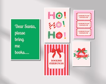 Christmas Wall Art Set Christmas Bookish Art Prints Book Lover Art Print Set Printables Book Club Art Set Holiday Art Christmas Posters