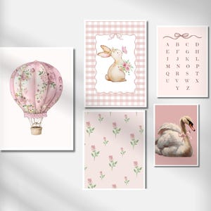 Nursery Gallery Wall Set Vintage Pink Nursery Wall Art Girls Room Gallery Set Printable Nursery Art Baby Girl Nursery Prints Digital Art