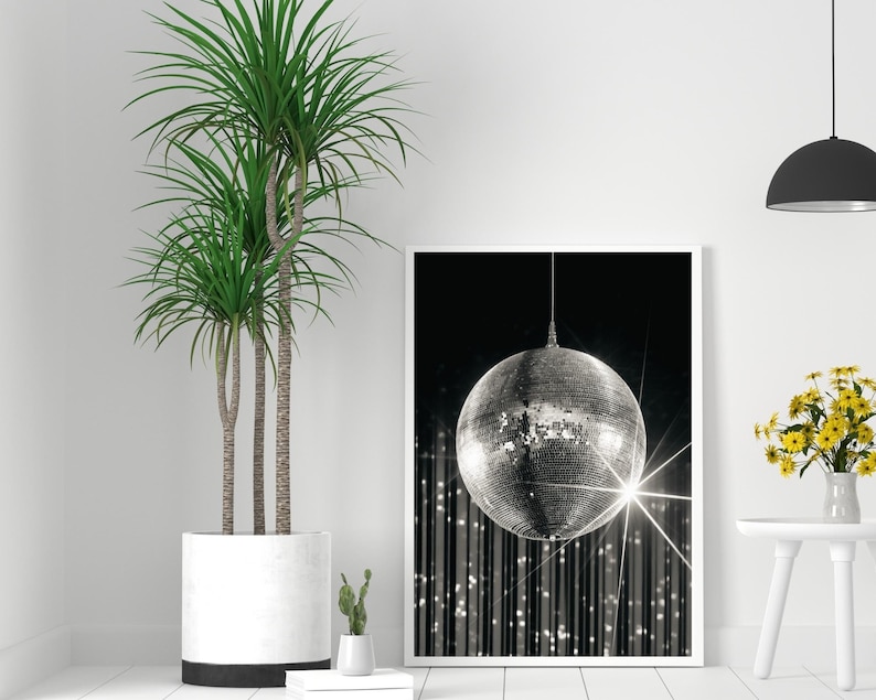 Disco Ball Poster, Discotheque Art Print, Disco Wall Art, 60s 70s 80s