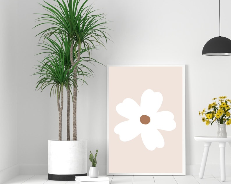 Daisy Art Print, Daisies Wall Art, Flower Poster, Retro Flower Print, Neutral Nursery Decor, Floral Print, Wildflowers Art, Flowers Decor image 3