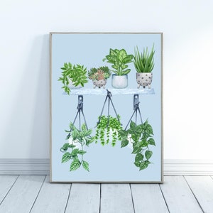 Houseplants Wall Art, Plant Illustration, Houseplants Shelf Collection, Maximalist Wall Decor, DIGITAL DOWNLOAD, Botanical Print, Unframed image 5