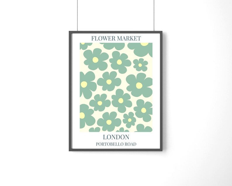 Flower Market Art Prints, Portobello Road London Print, Flower Market London, PRINTABLE, Flower Market Wall Art, City Print, Gallery Wall image 3