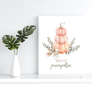 Pumpkin Art Print, Hello Pumpkin Print, Autumn Wall Art, Pumpkin Decor, Halloween Prints, PRINTABLE, Halloween Wall Art, Fall Decor image 4