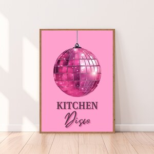 Kitchen Disco Wall Art Print Kitchen Poster Disco Ball Print Glitterball Art Colorful Kitchen Decor Retro Style Poster Aesthetic Preppy Art image 4