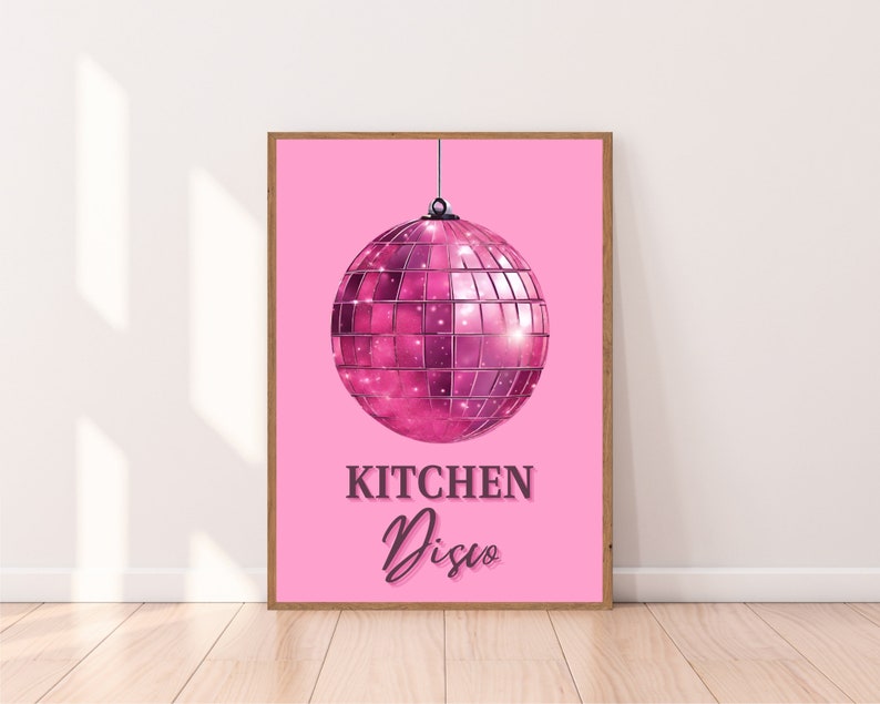 Kitchen Disco Wall Art Print Kitchen Poster Disco Ball Print Glitterball Art Colorful Kitchen Decor Retro Style Poster Aesthetic Preppy Art image 4