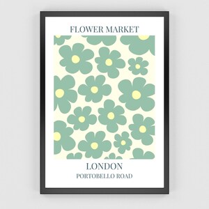 Flower Market Art Prints, Portobello Road London Print, Flower Market London, PRINTABLE, Flower Market Wall Art, City Print, Gallery Wall image 6