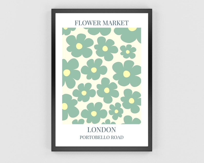 Flower Market Art Prints, Portobello Road London Print, Flower Market London, PRINTABLE, Flower Market Wall Art, City Print, Gallery Wall image 6